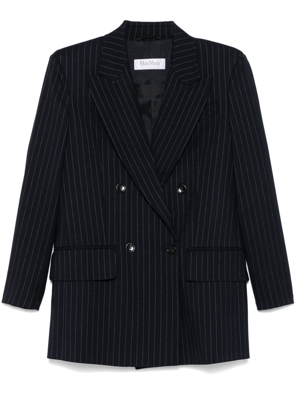 Max Mara 细条纹西装夹克 - 蓝色
