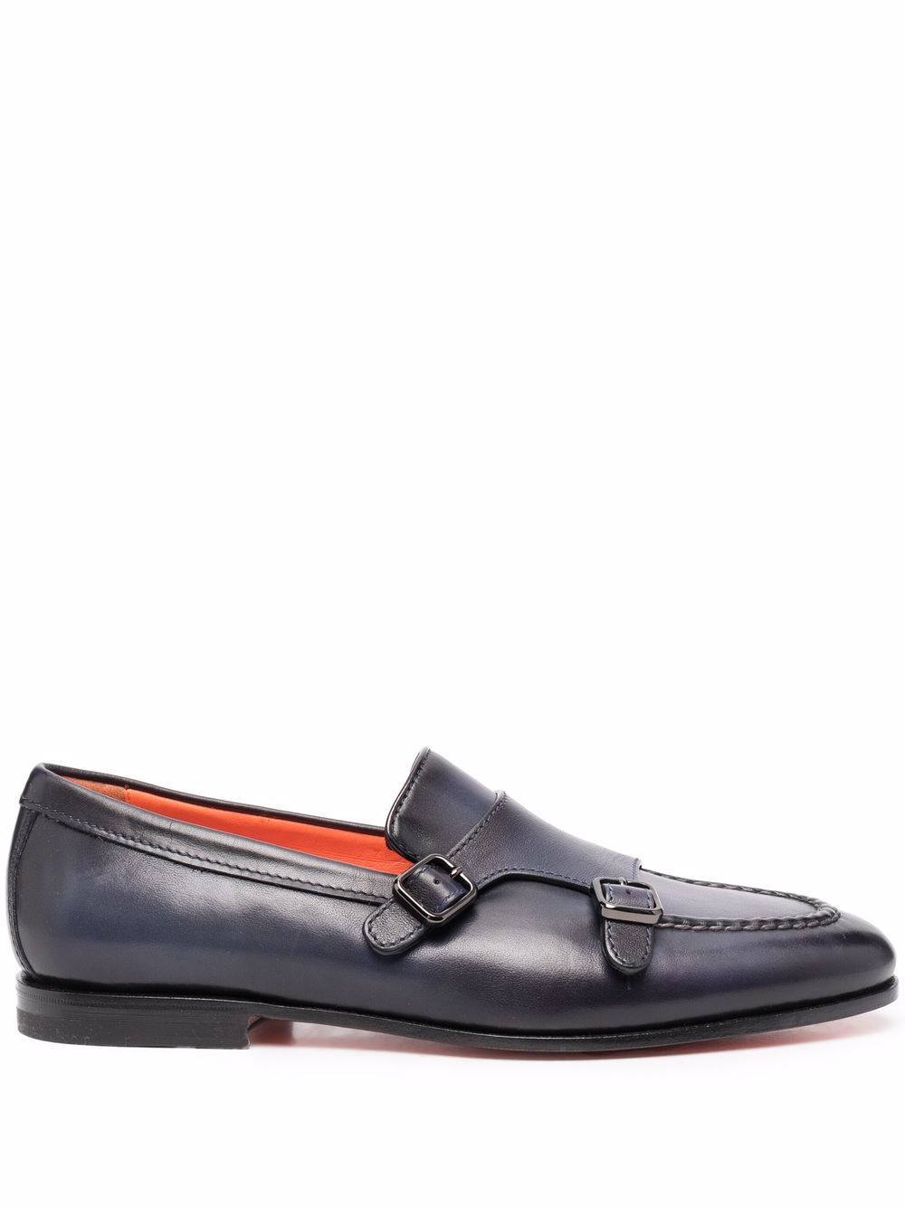 Santoni 侧扣环开合孟克鞋 - 蓝色
