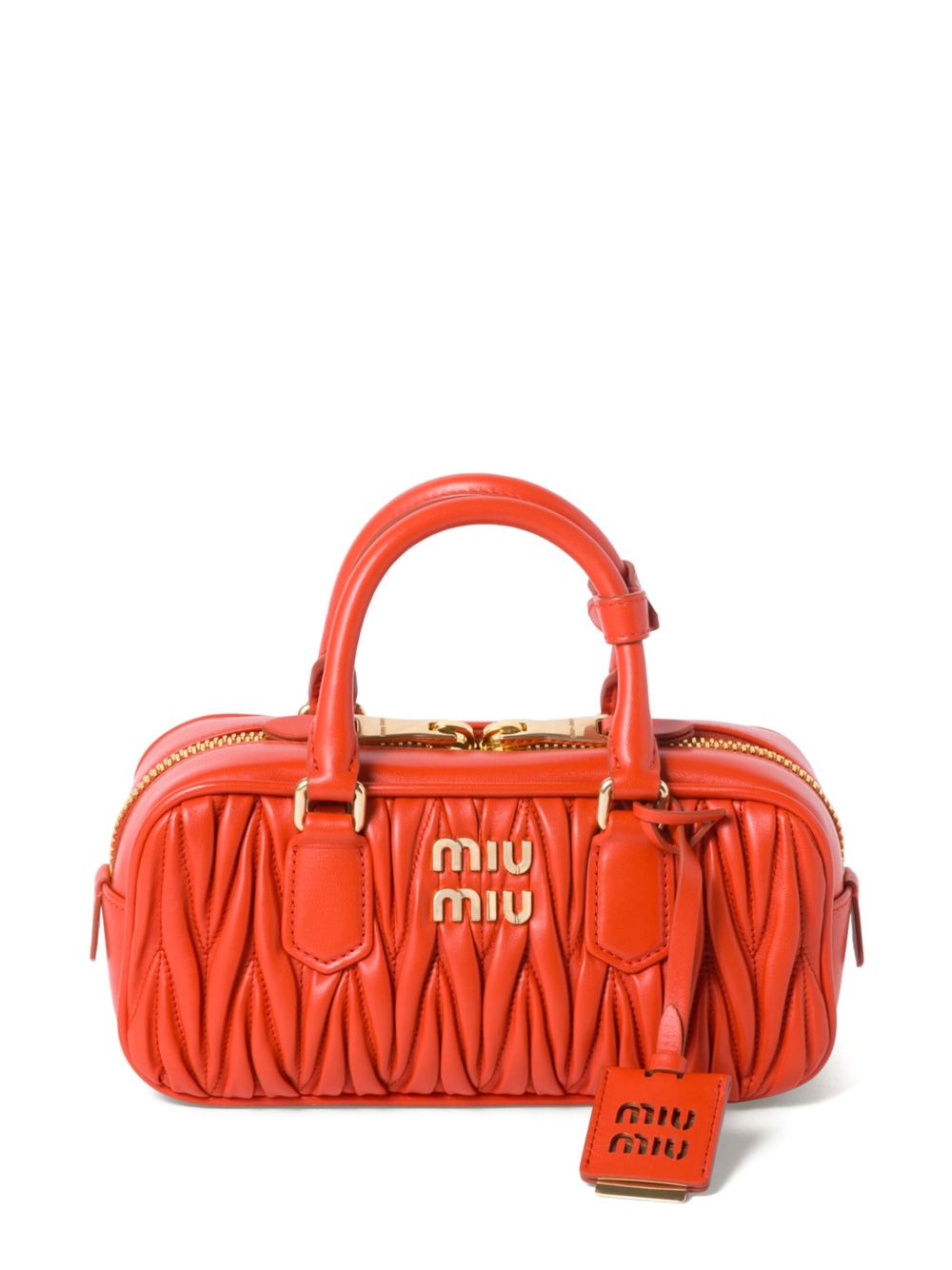 Miu Miu Arcadie 马特拉塞凸纹皮质手提包 - 橘色