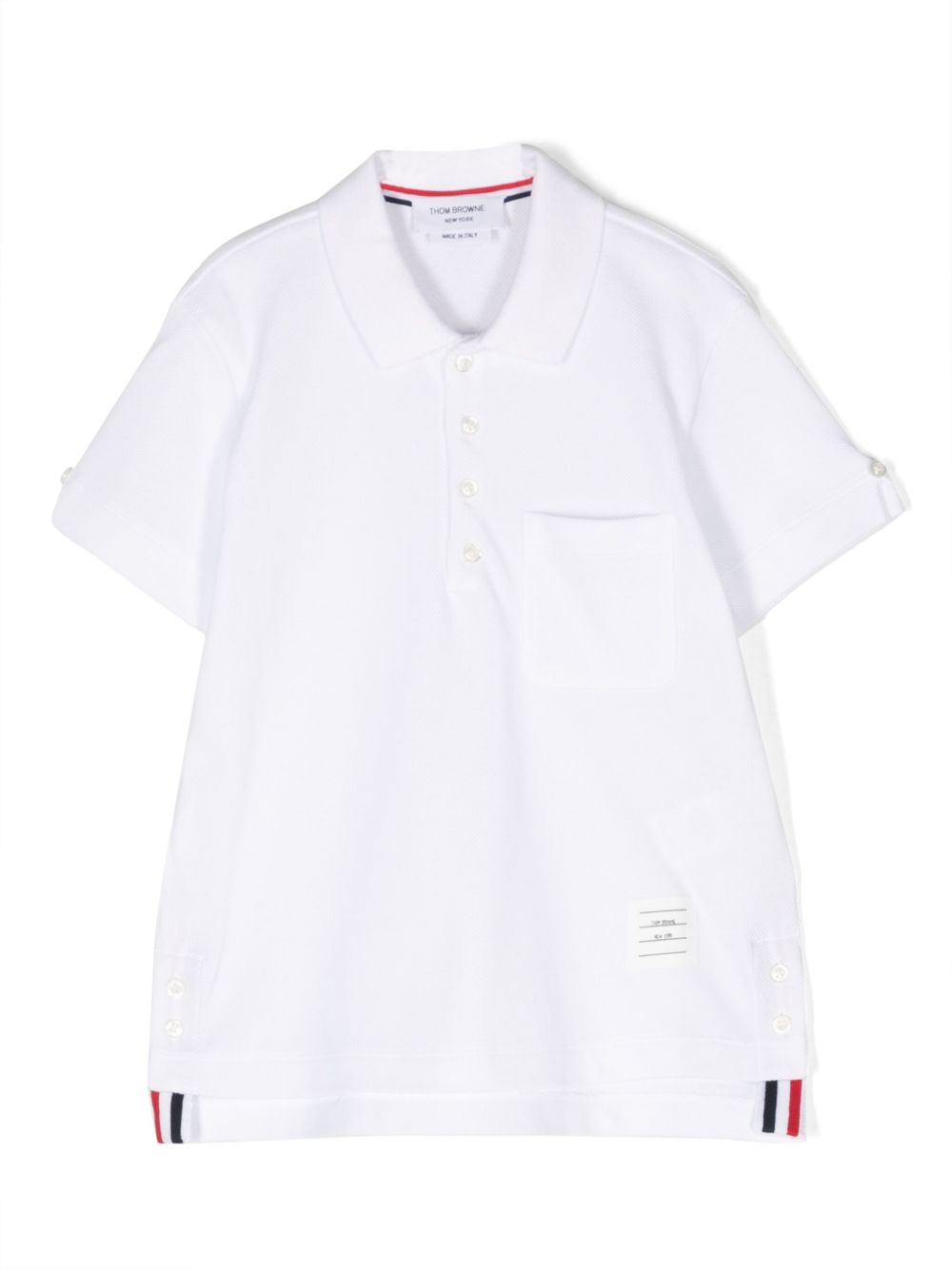 Thom Browne Kids 标贴棉polo衫 - 白色