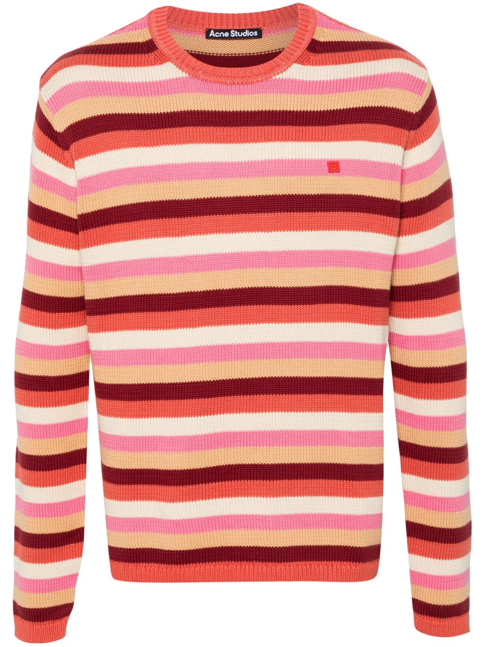 Acne Studios Face logo贴花条纹毛衣 - 红色
