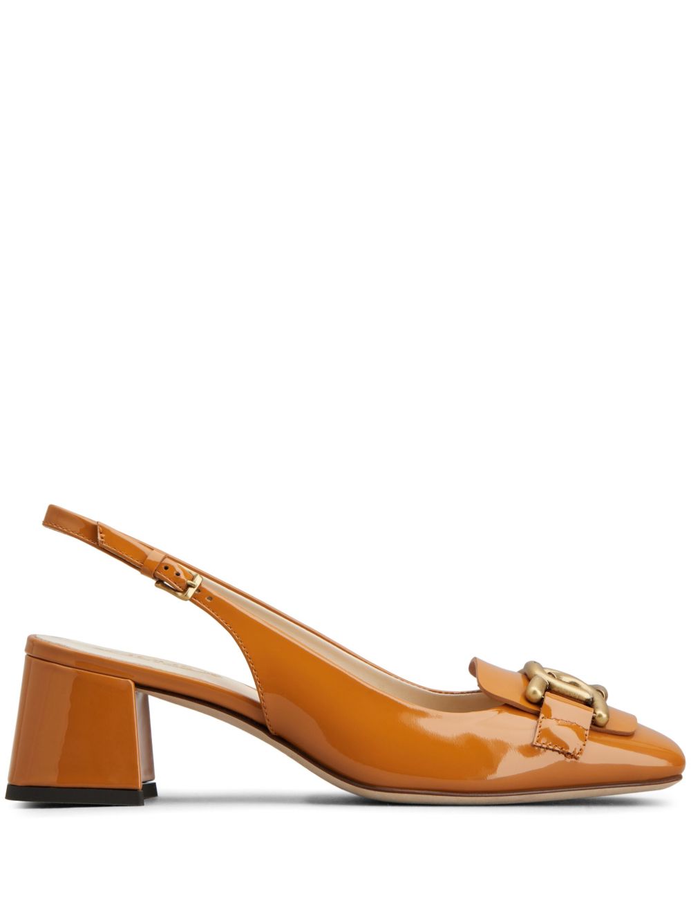 Tod's Cuoio logo雕刻中跟鞋 - 橘色