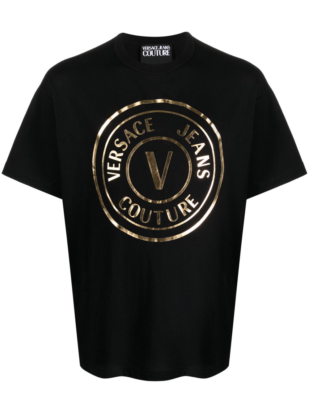 Versace Jeans Couture 箔纸logo印花棉T恤 - 黑色