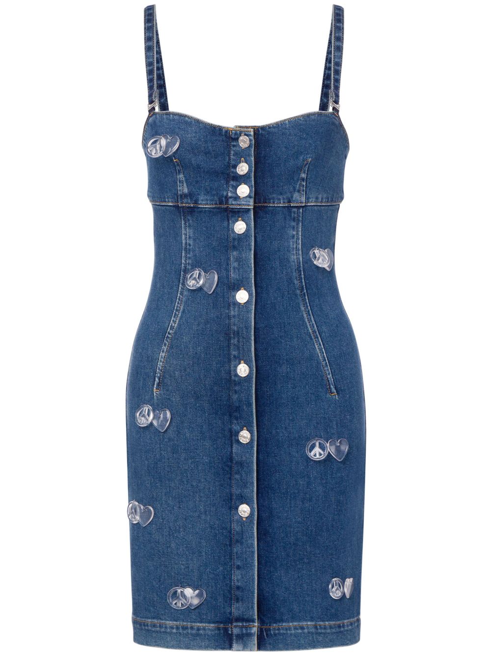 MOSCHINO JEANS 贴花牛仔迷你连衣裙 - 蓝色