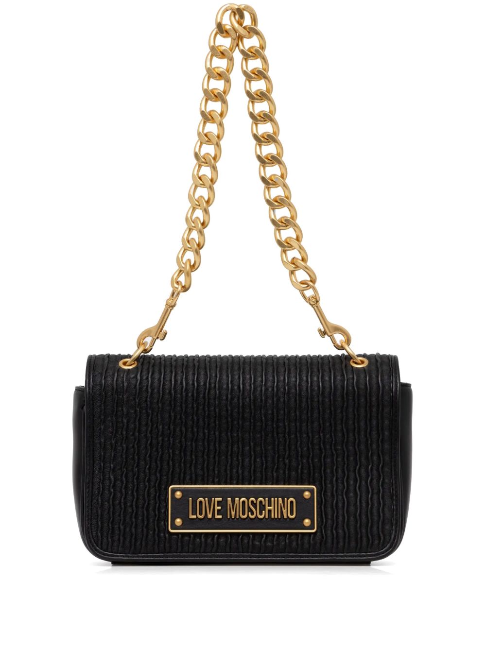 Love Moschino logo标牌斜挎包 - 黑色