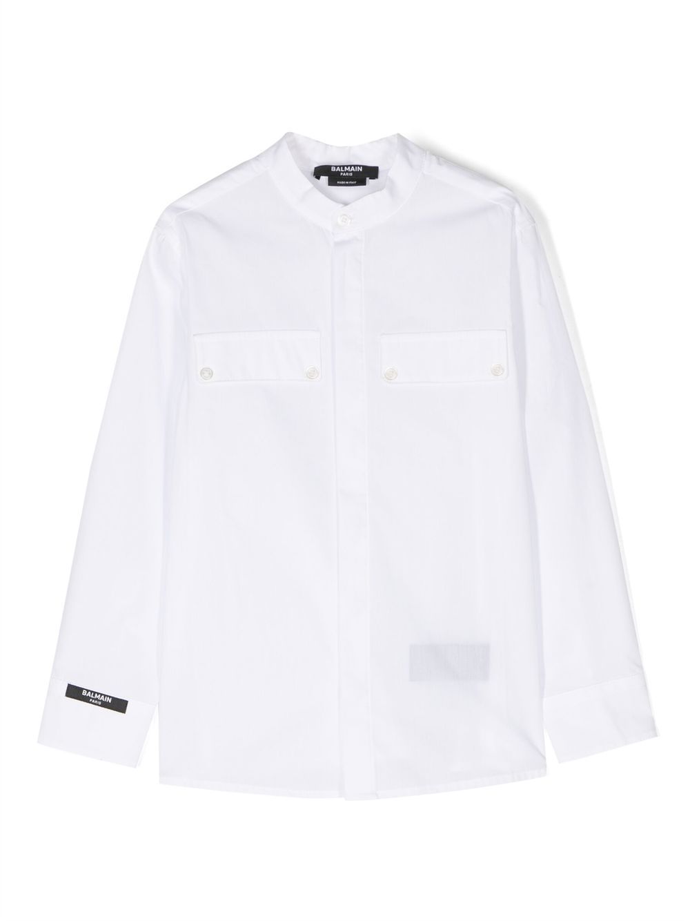 Balmain Kids 标贴长袖衬衫 - 白色