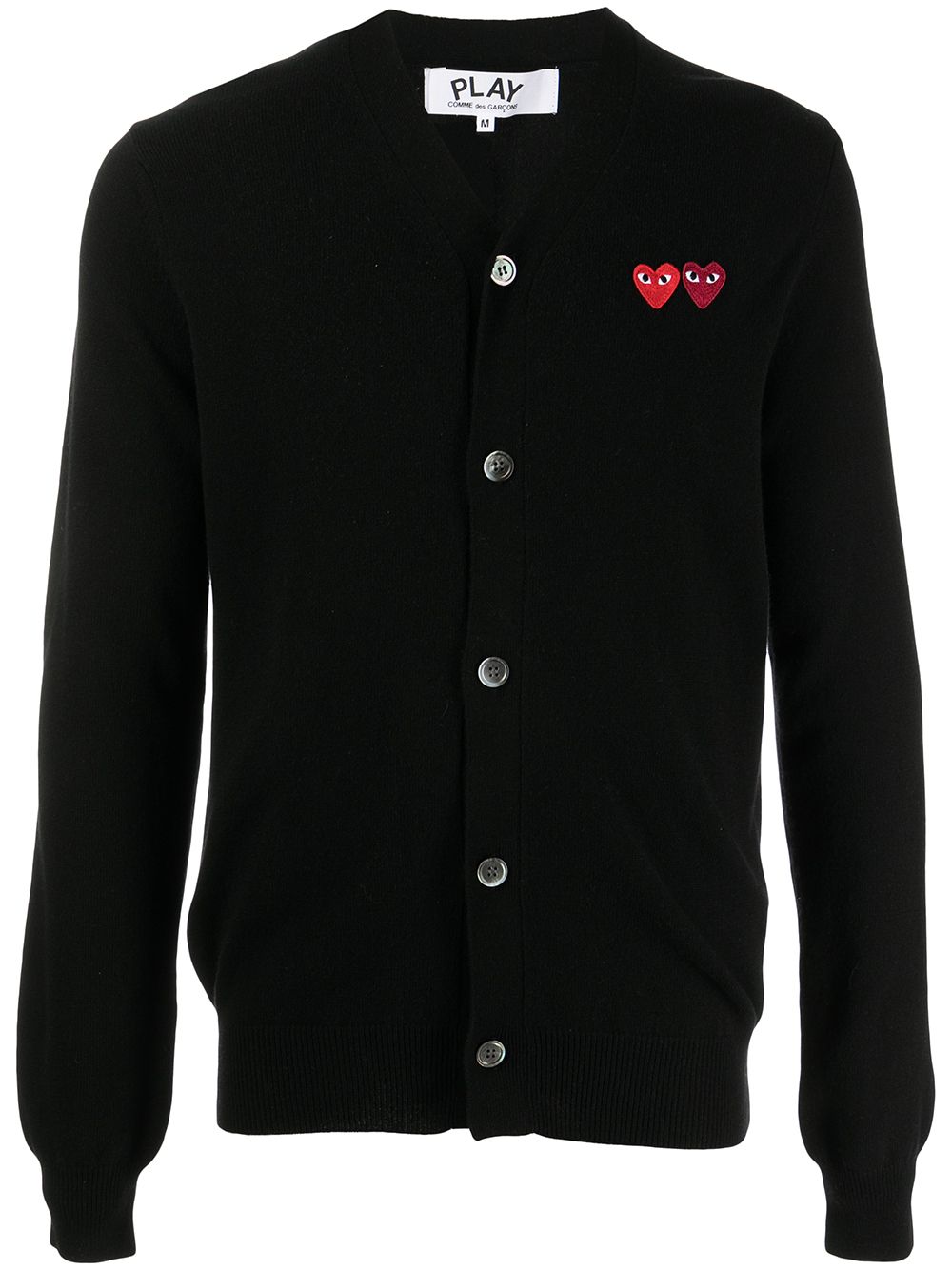 Comme Des Garçons Play Double Heart logo开衫 - 黑色