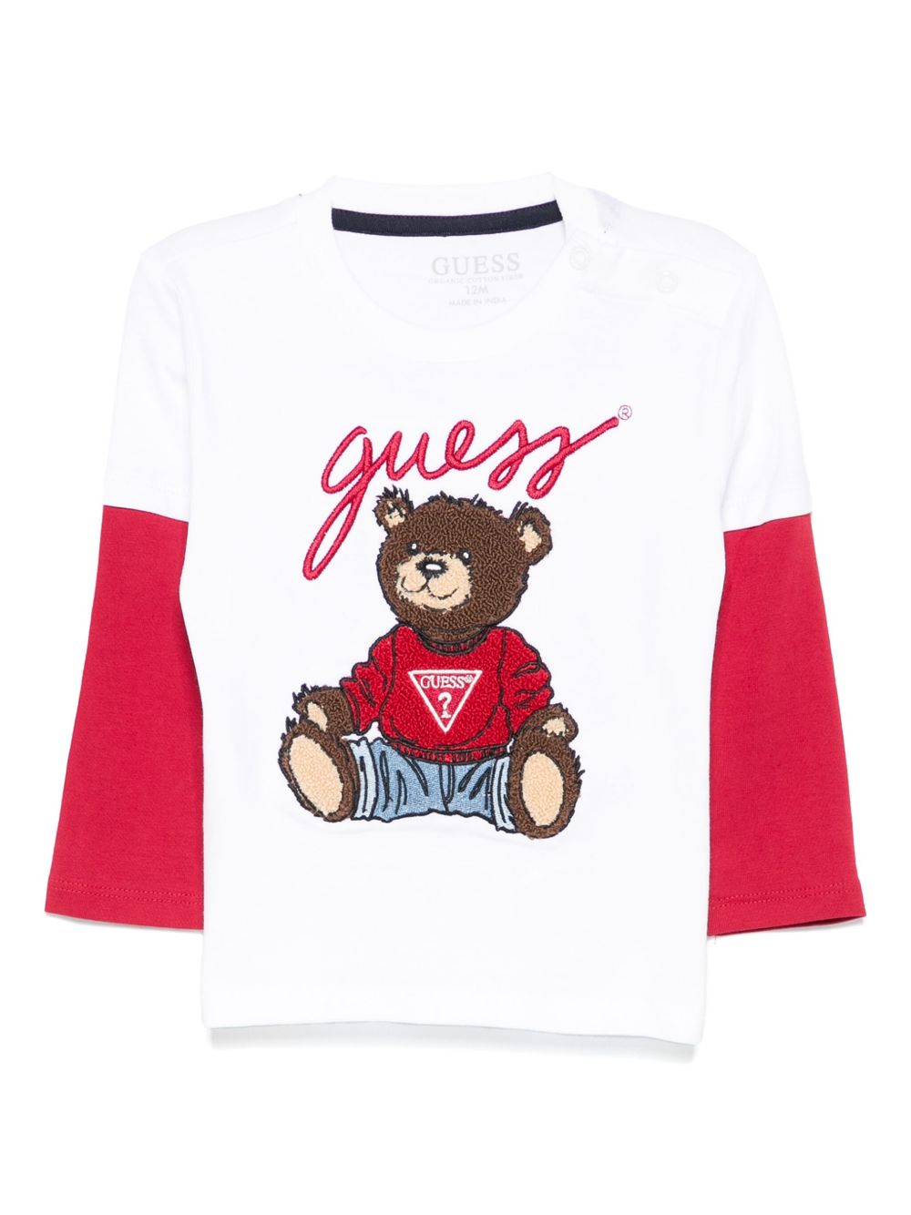 guess kids 泰迪熊贴花T恤 - 白色