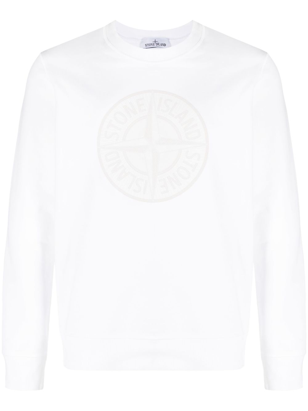 Stone Island logo刺绣棉卫衣 - 白色