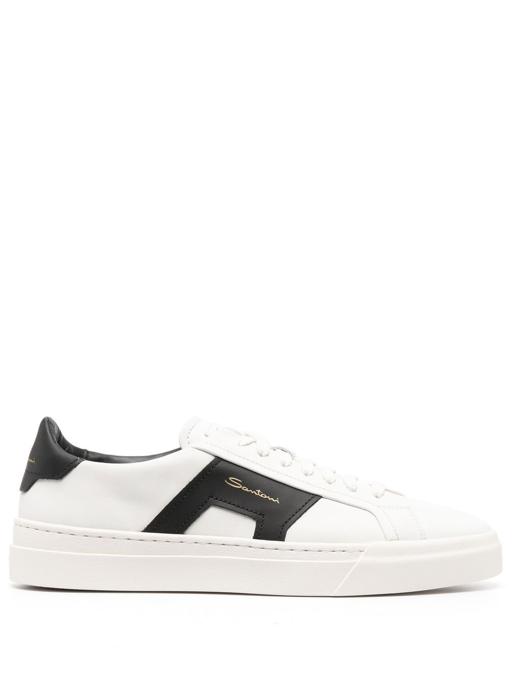 Santoni leather low-top sneakers - 白色
