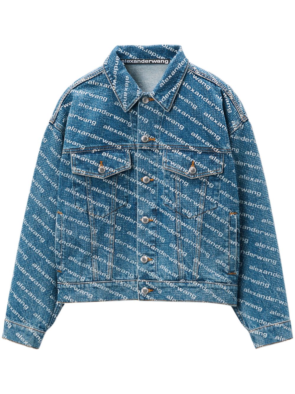 Alexander Wang logo印花牛仔夹克 - 蓝色