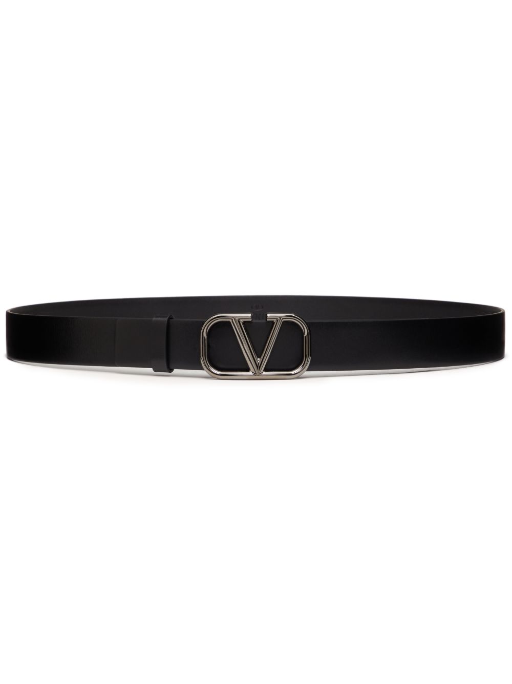 Valentino Garavani VLogo Signature 皮质腰带（30毫米） - 黑色