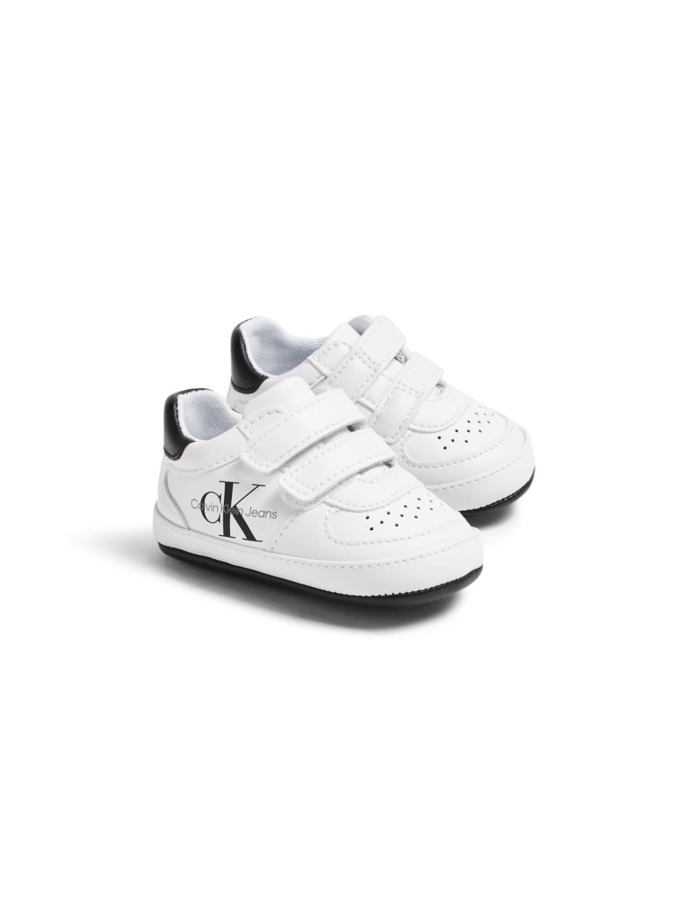 Calvin Klein Kids logo印花魔术贴运动鞋 - 白色