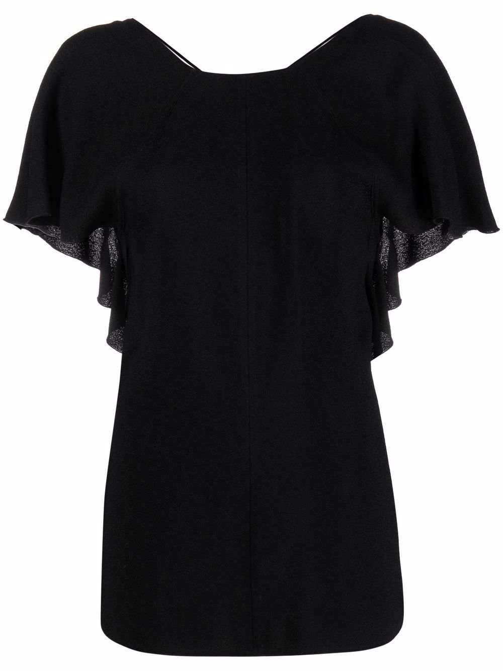 Victoria Beckham 荷叶边细节短袖上衣 - 黑色