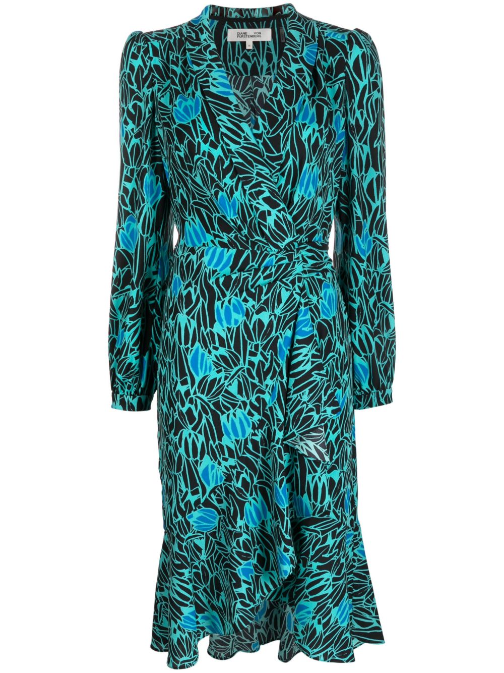 DVF Diane von Furstenberg Carla Two 花卉印花裹身式连衣裙 - 蓝色