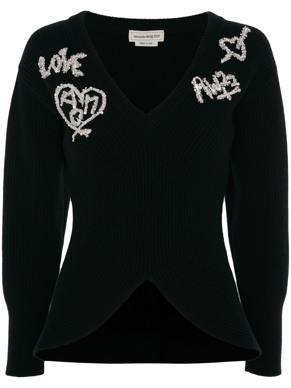Alexander McQueen 亚历山大·麦昆 束腰长袖针织上衣 - 黑色