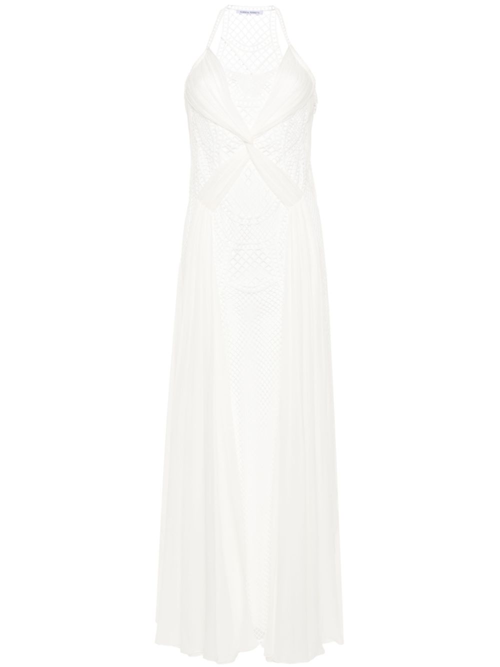 Alberta Ferretti 网面蕾丝超长连衣裙 - 白色