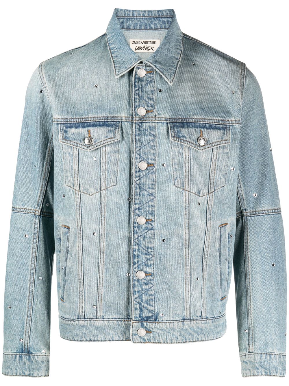 Zadig&Voltaire Kasy 宽领晶饰牛仔夹克 - 蓝色