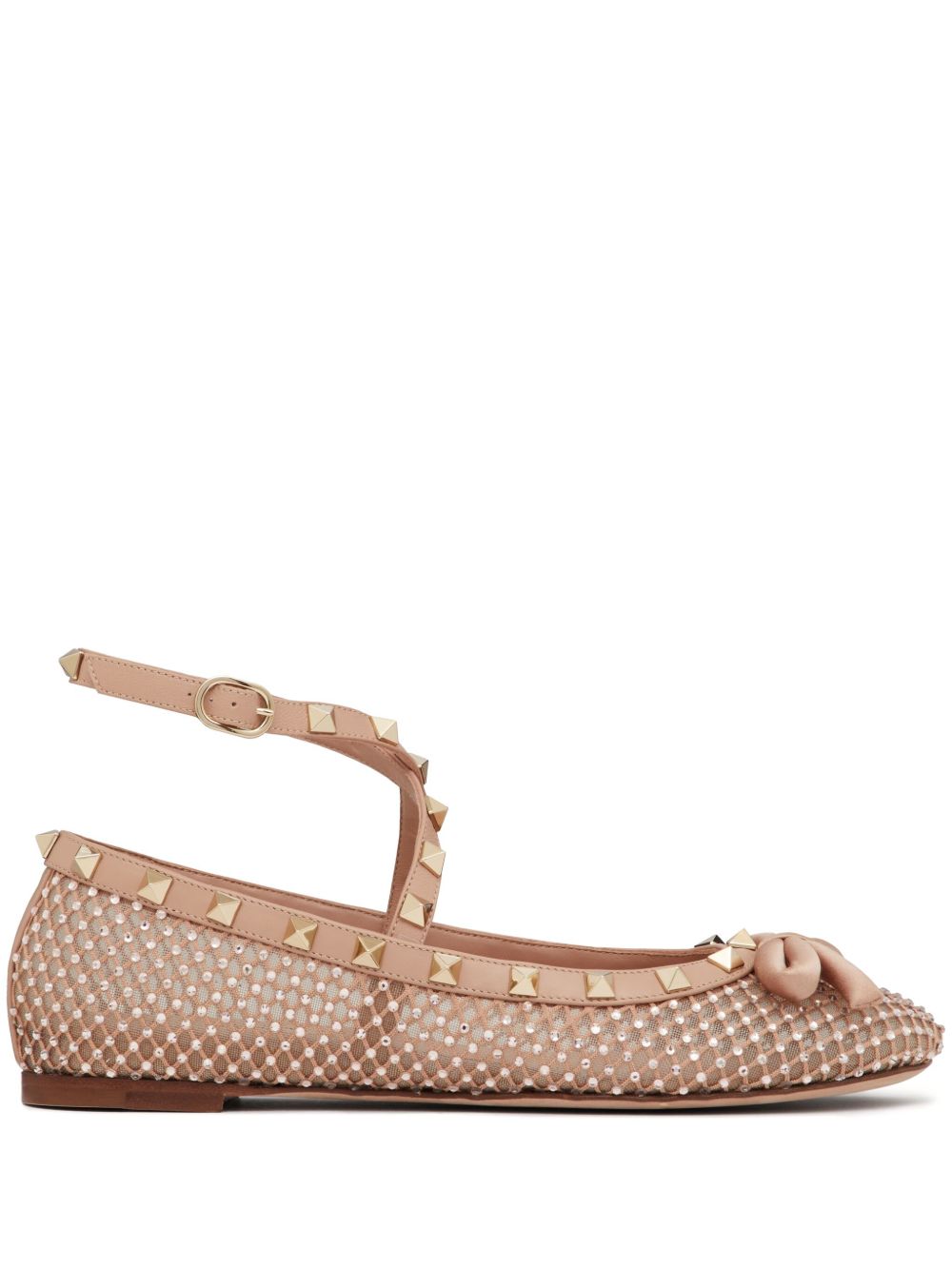 Valentino Garavani Rockstud 水钻缀饰芭蕾平底鞋 - 中性色