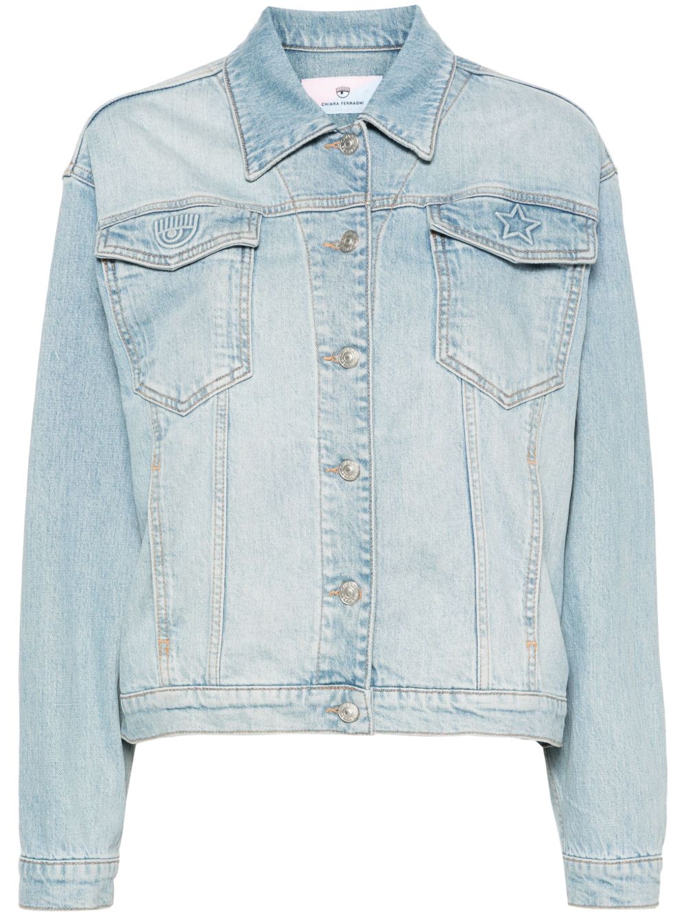Chiara Ferragni 3D logo牛仔夹克 - 蓝色