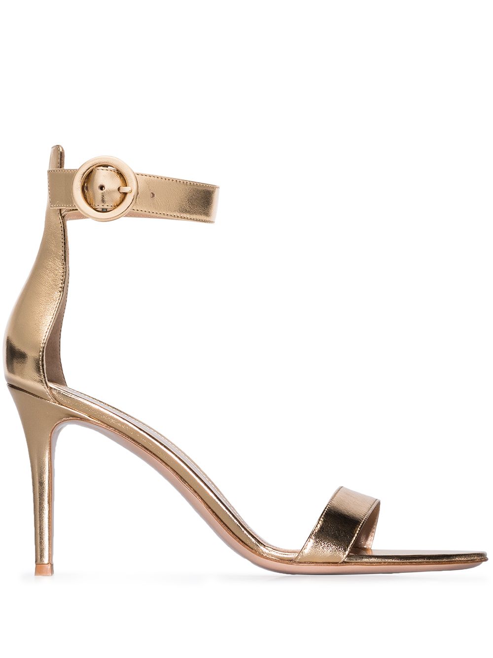 Gianvito Rossi Portofino 高跟皮质凉鞋 - 金色