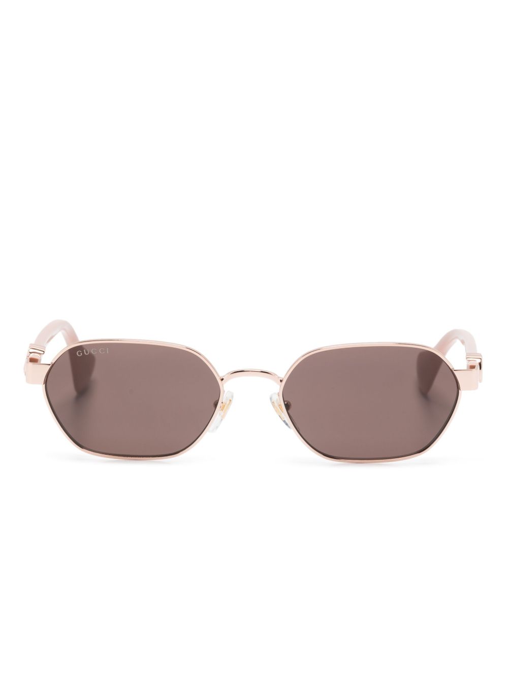 Gucci Eyewear 椭圆形框太阳眼镜 - 金色