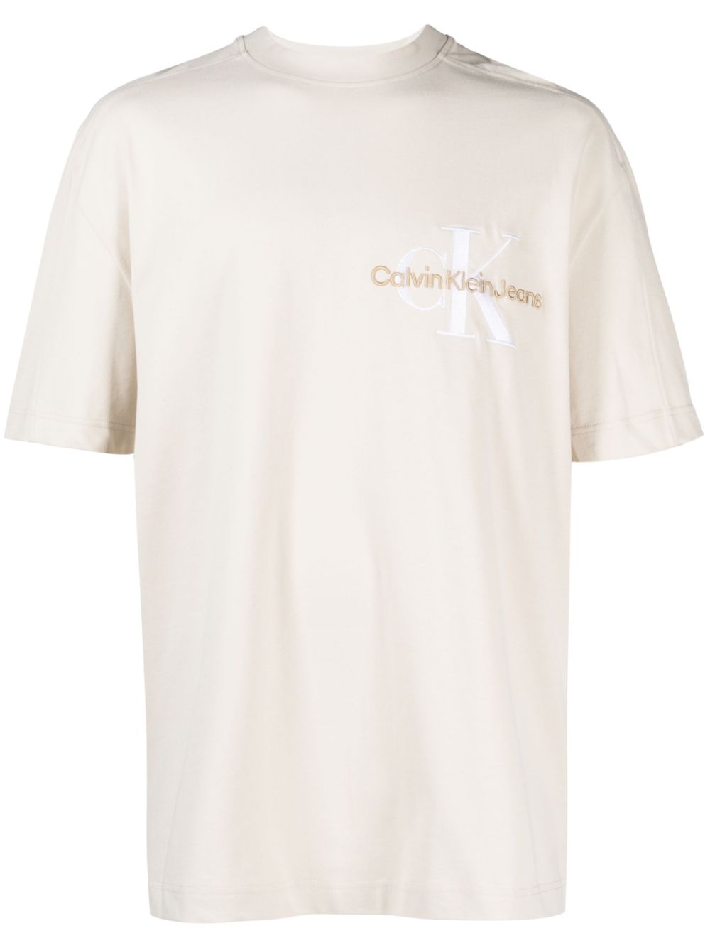 Calvin Klein Jeans logo刺绣棉T恤 - 中性色