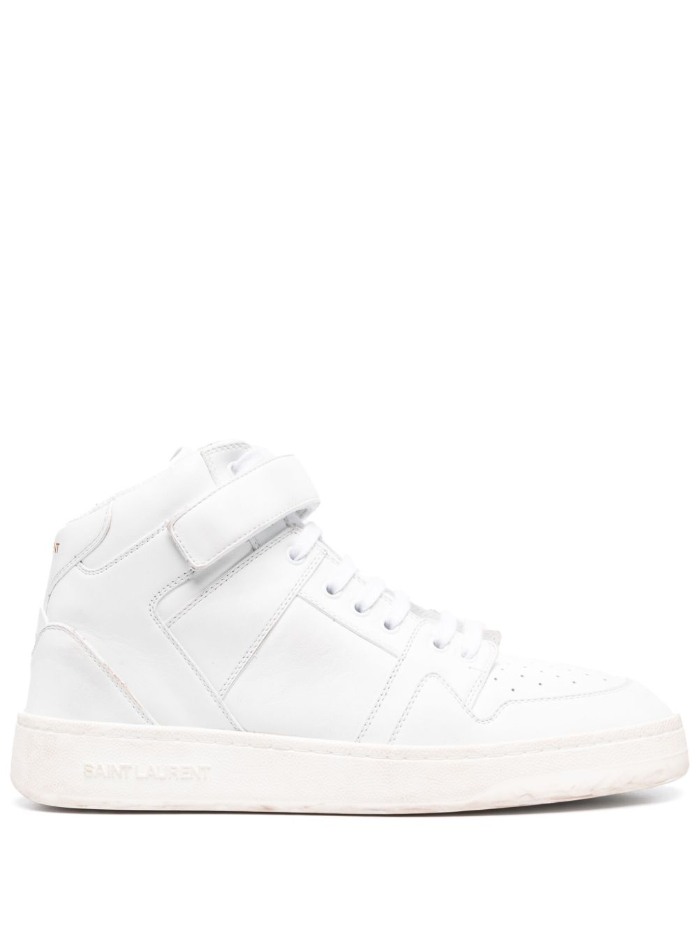 Saint Laurent logo皮质运动鞋 - 白色