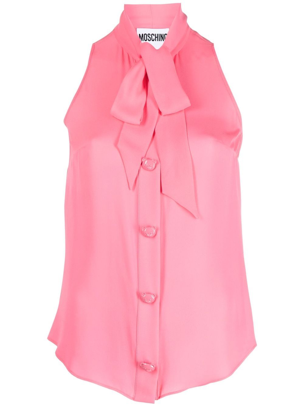 Moschino 蝴蝶结领无袖罩衫 - 粉色