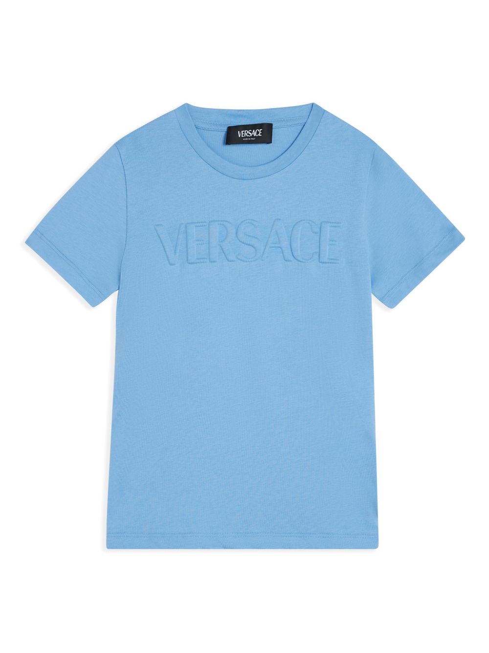 Versace Kids logo压纹棉T恤 - 蓝色