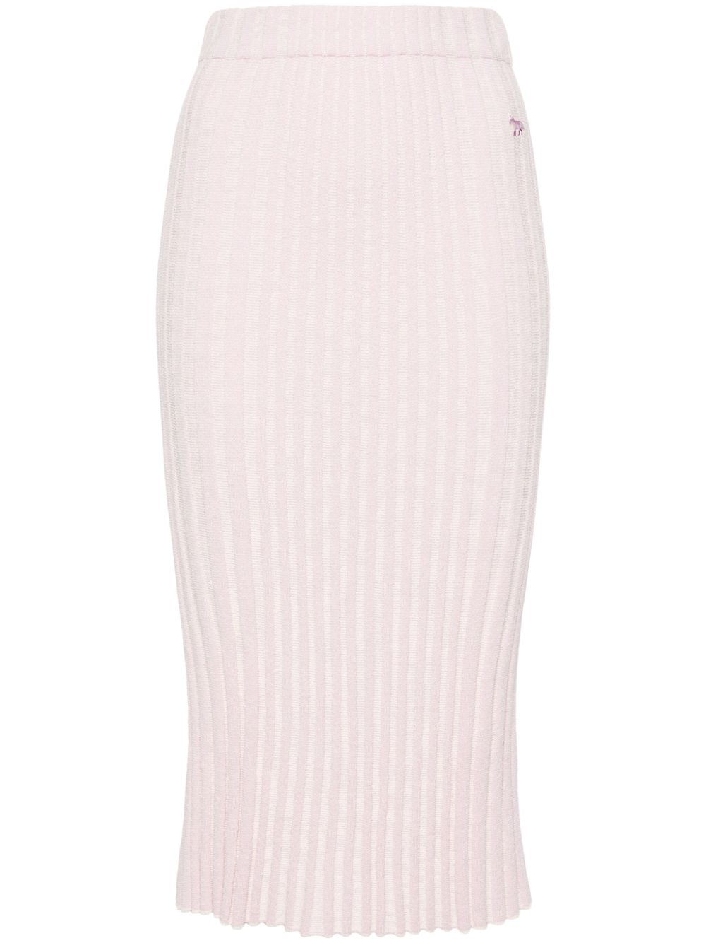 Maison Kitsuné 罗纹针织中长半身裙 - 粉色