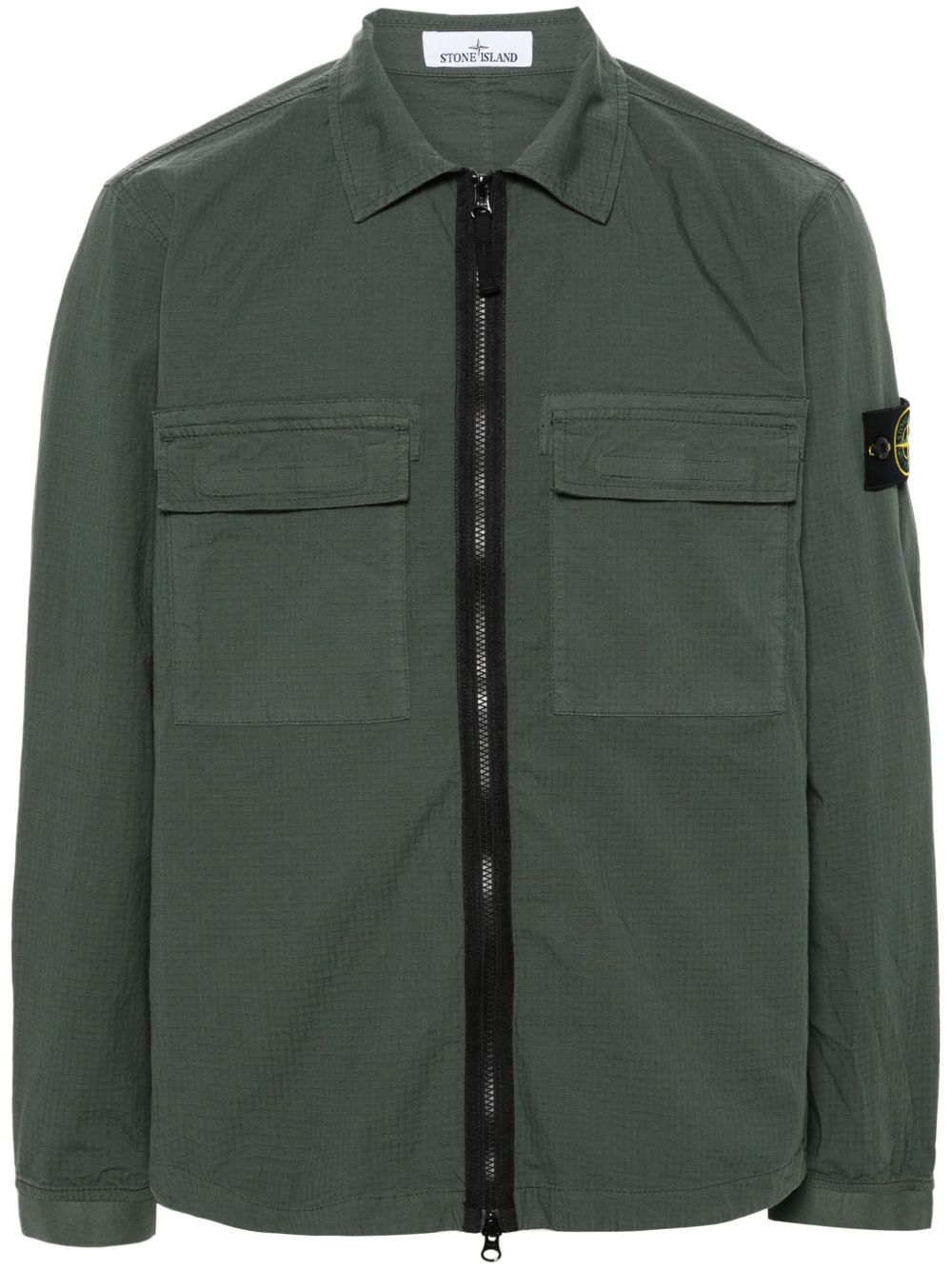 Stone Island 罗盘徽章防撕裂方格布夹克 - 绿色