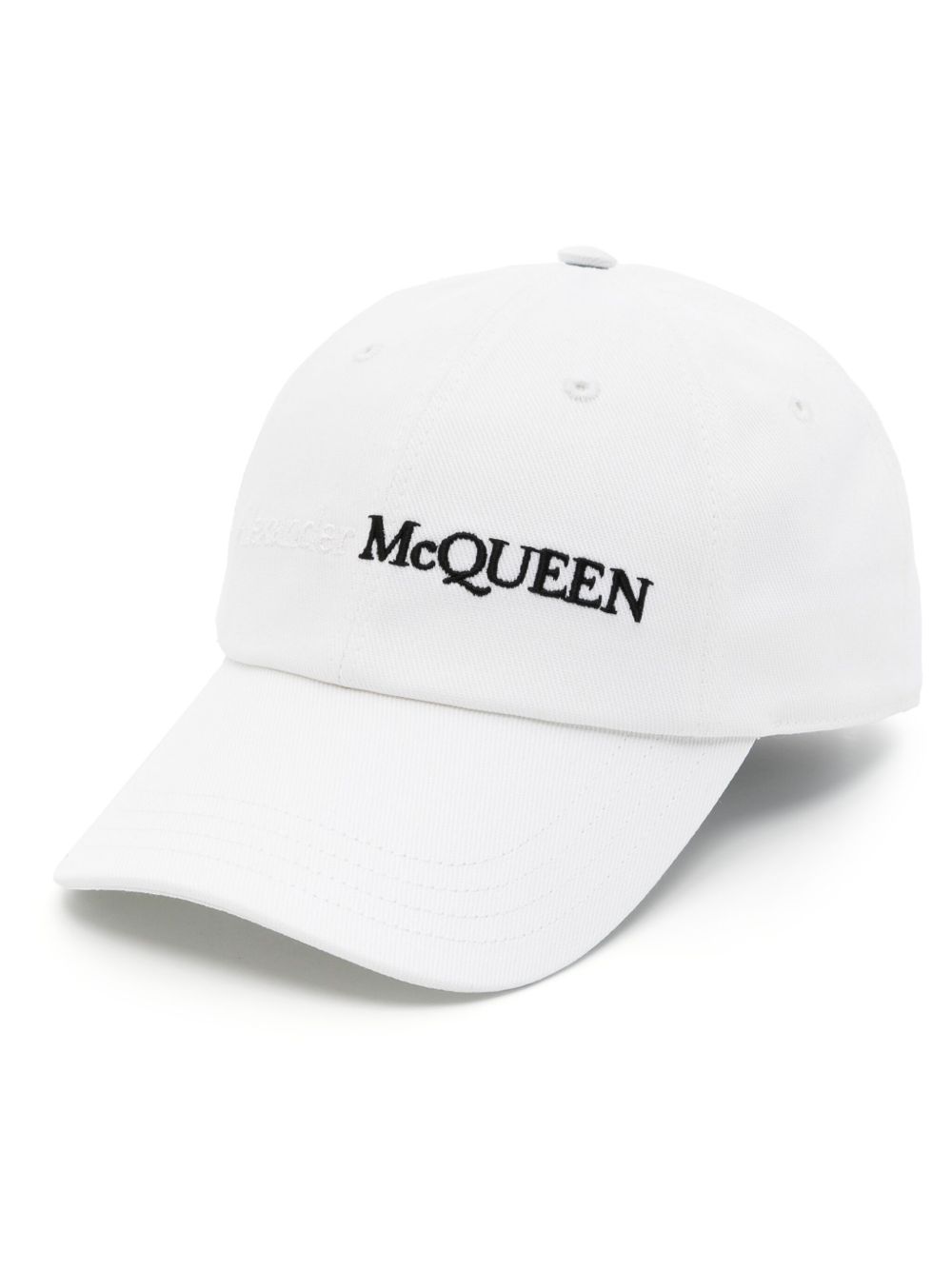 Alexander McQueen logo刺绣棉棒球帽 - 白色