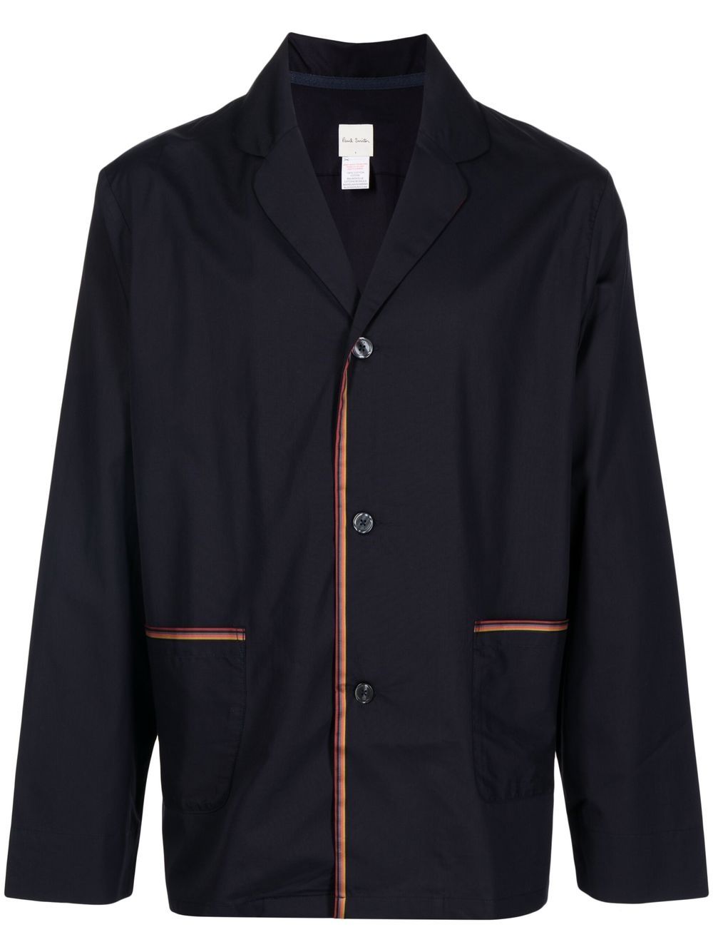 Paul Smith 条纹边饰长袖睡衣套装 - 蓝色