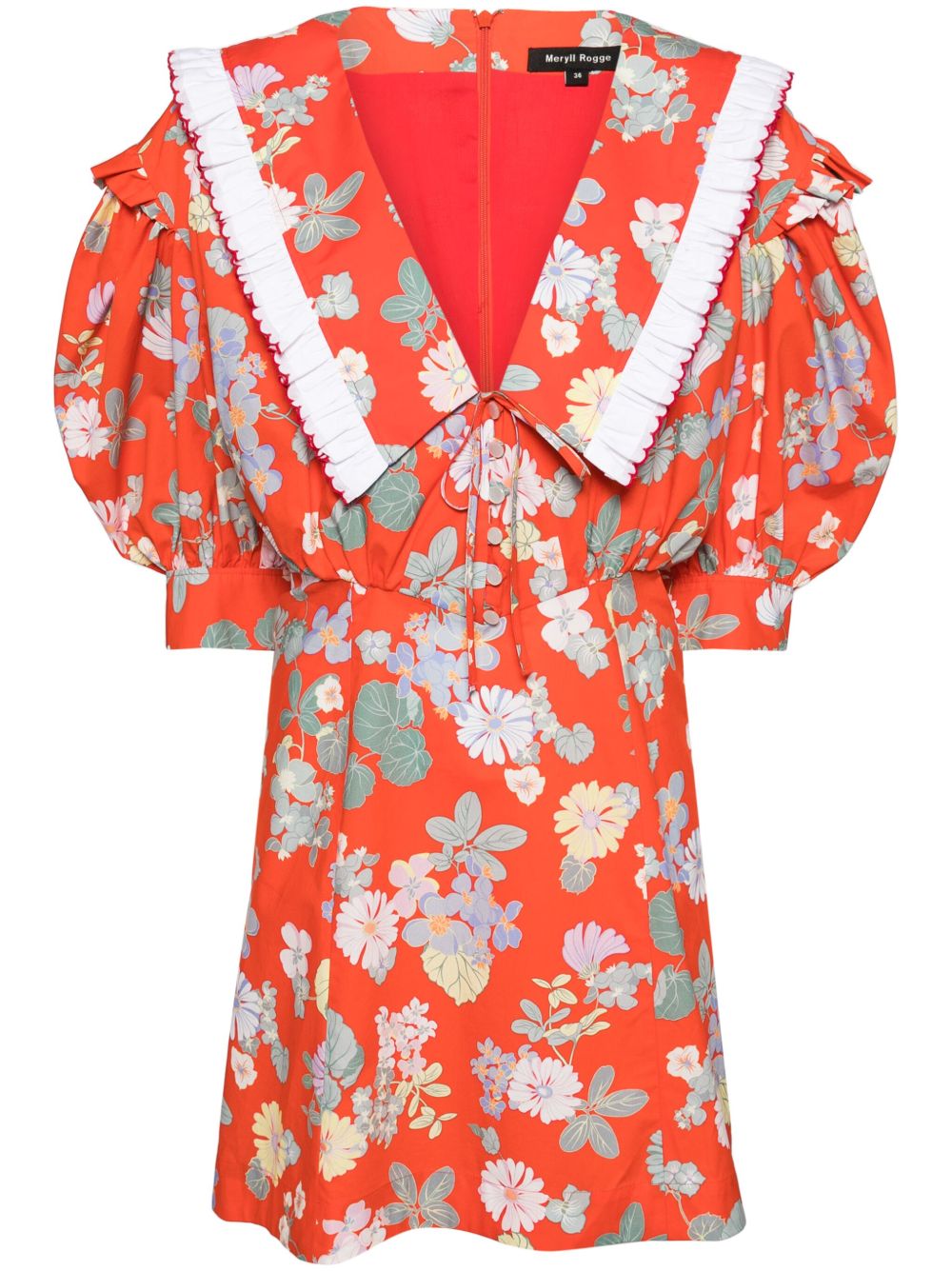 MERYLL ROGGE 花卉印花宽领连衣裙 - 红色