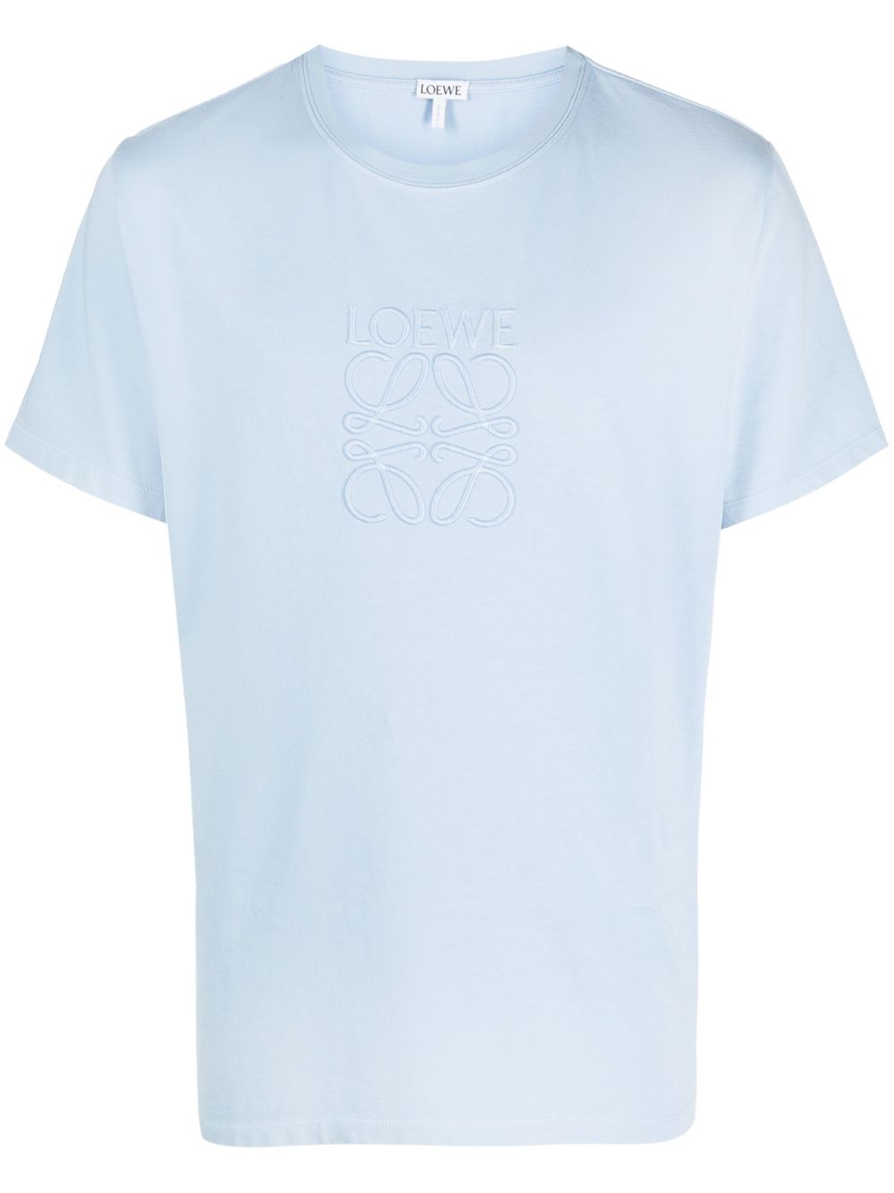 LOEWE logo刺绣棉T恤 - 蓝色