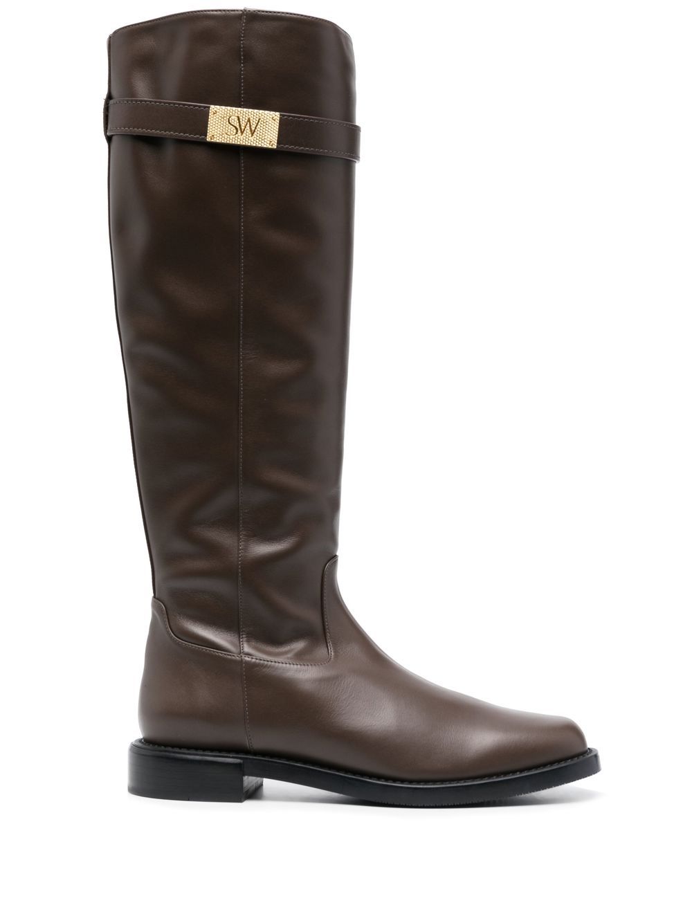 Stuart Weitzman 皮质及膝靴 - 褐色