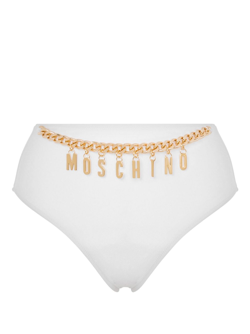 Moschino 搭链边饰比基尼三角裤 - 白色