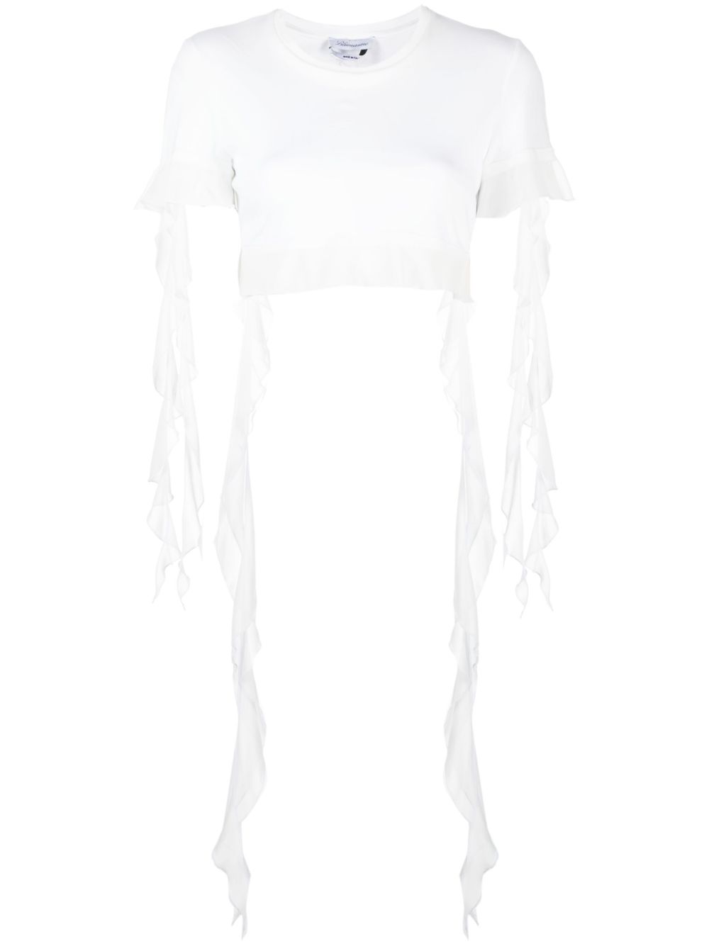 Blumarine 荷叶边短款棉上衣 - 白色