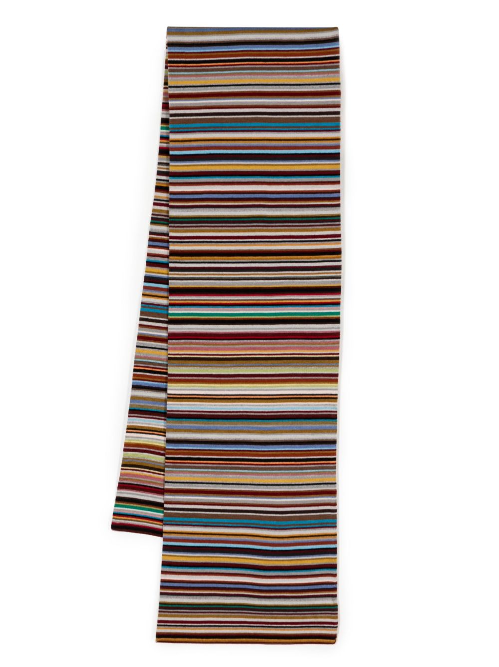 Paul Smith 条纹图案初剪羊毛围巾 - 彩色