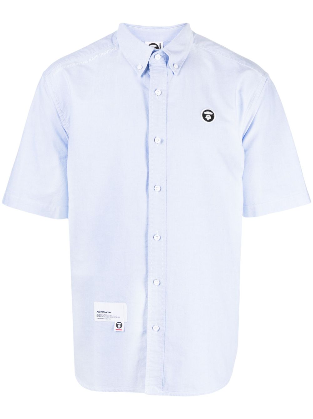 AAPE BY *A BATHING APE® logo细节短袖棉衬衫 - 蓝色