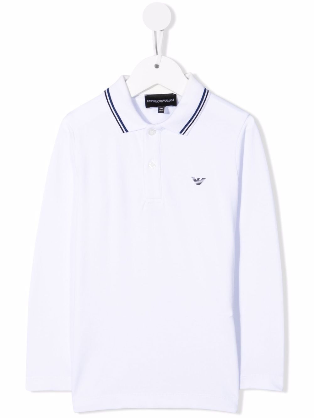 Emporio Armani Kids 胸处logo印花polo衫 - 白色