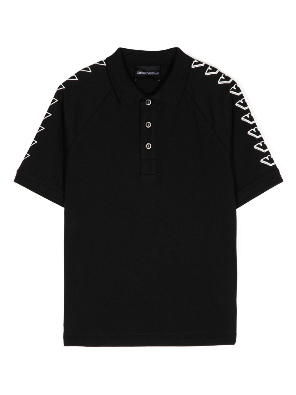 Emporio Armani Kids logo印花polo衫 - 黑色
