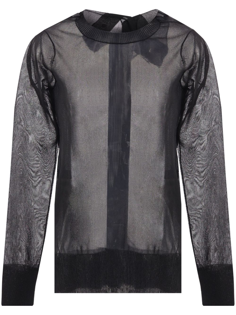 Yohji Yamamoto 半透明不对称领开衫 - 黑色