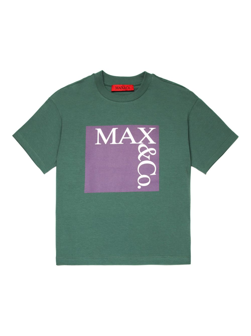 MAX&Co. Kids logo印花棉T恤 - 绿色