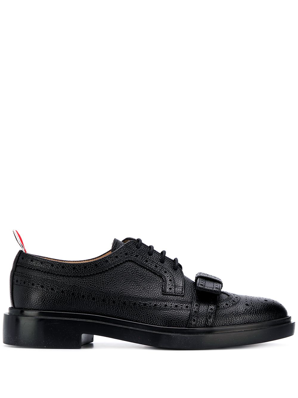 Thom Browne 蝴蝶结细节卵石纹布洛克鞋 - 黑色