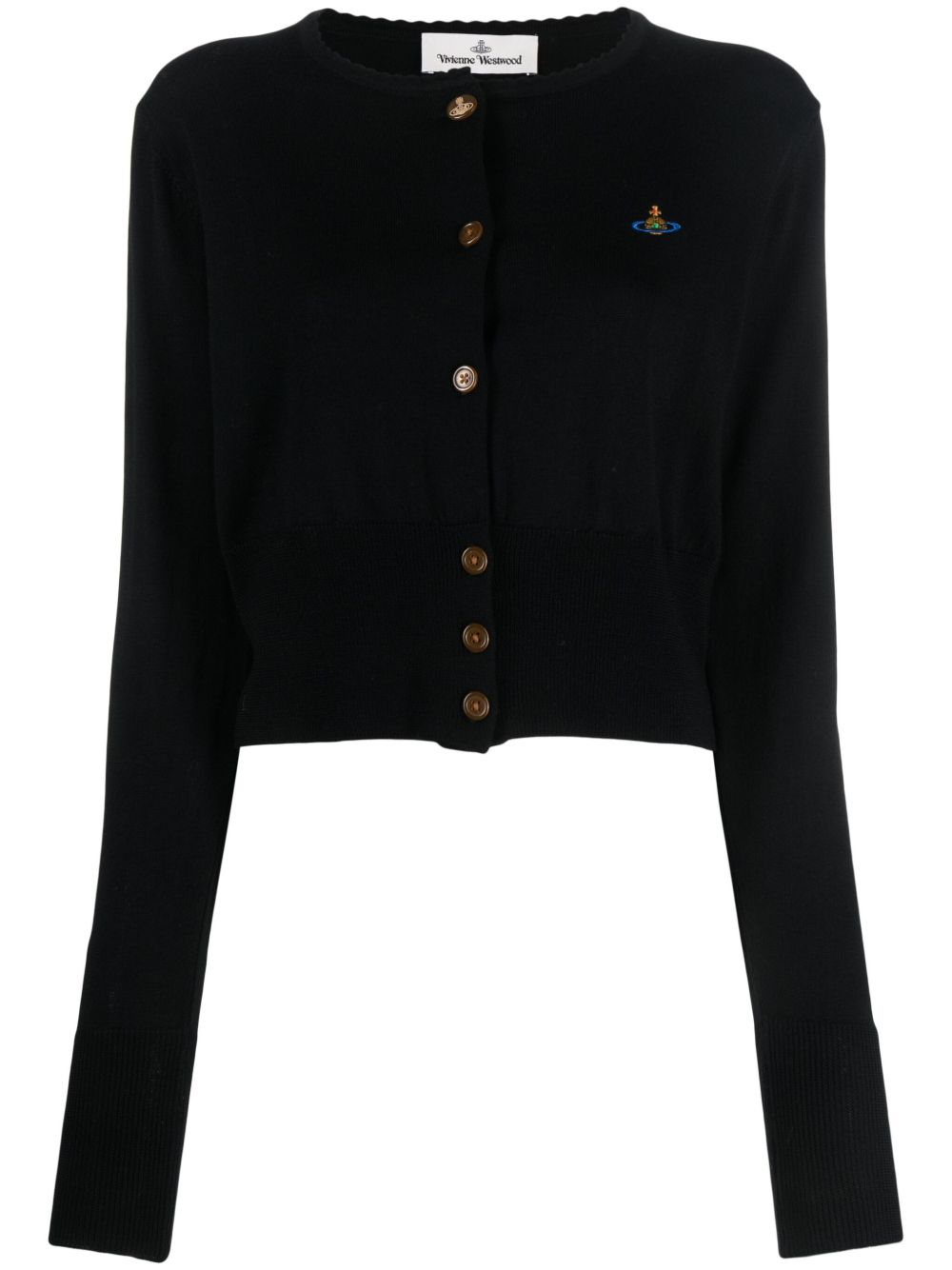 Vivienne Westwood Bea logo刺绣短款开衫 - 黑色