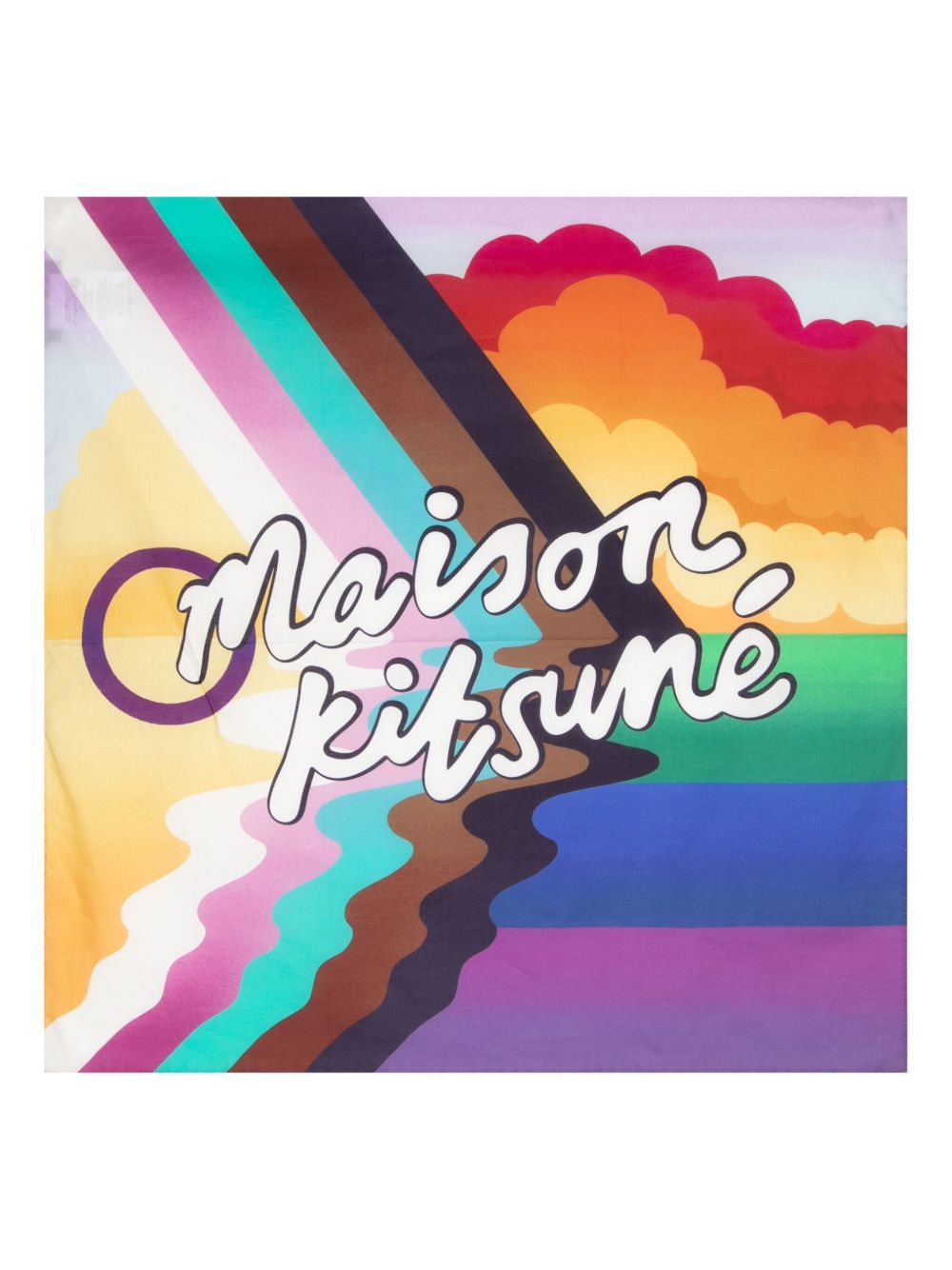 Maison Kitsuné logo印花棉围巾 - 蓝色