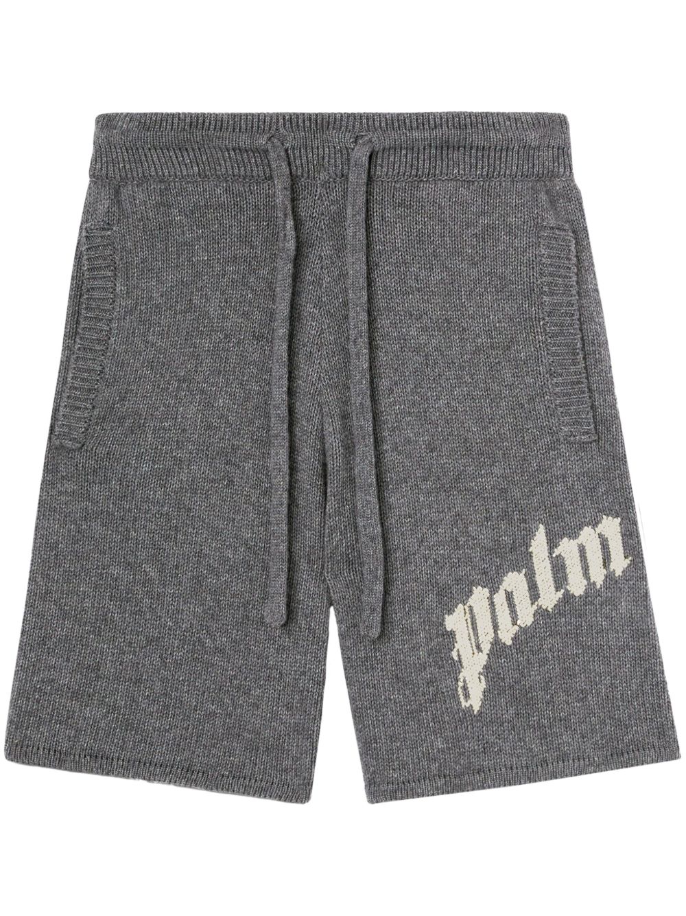 Palm Angels logo针织短裤 - 灰色