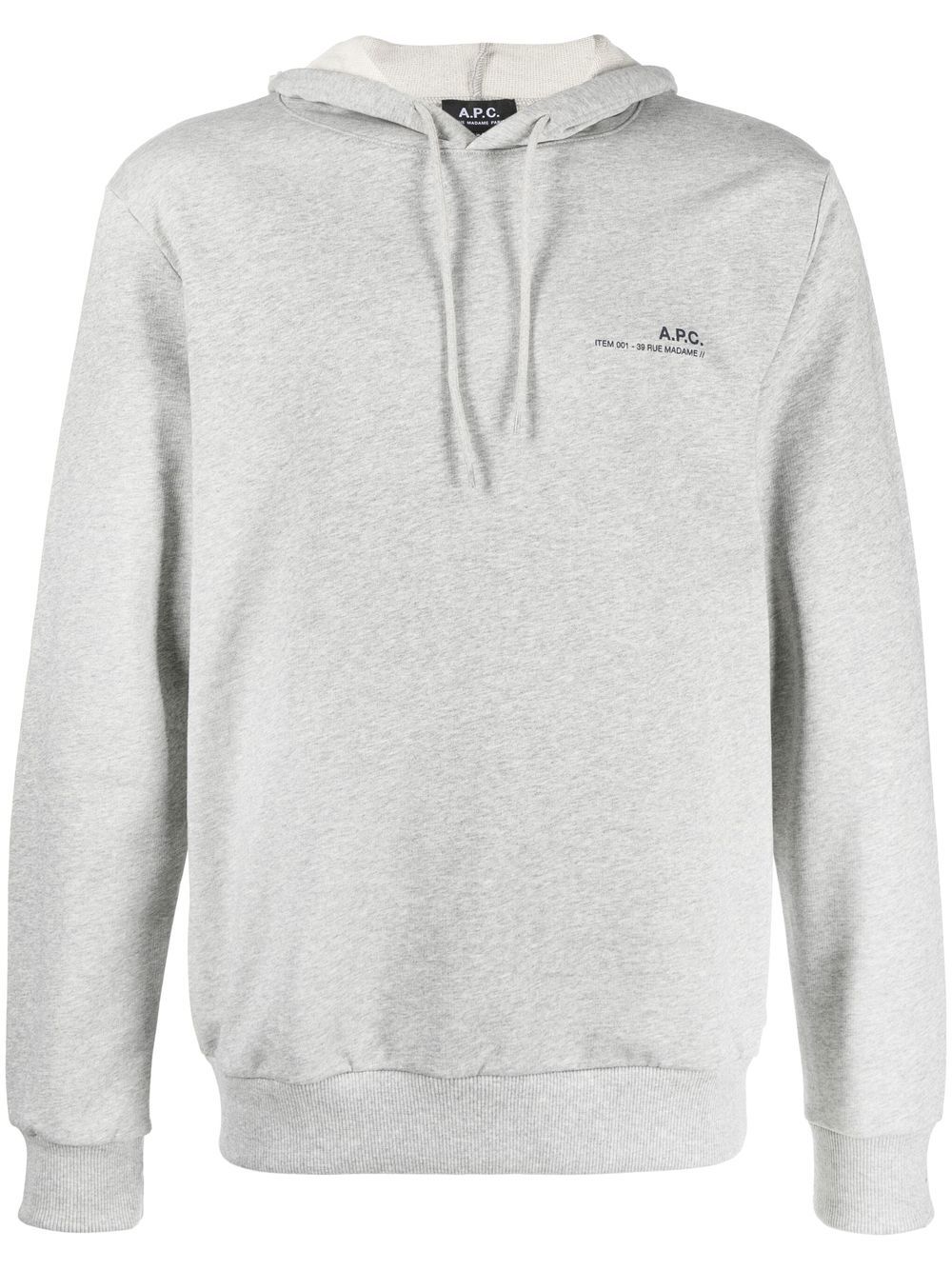 A.P.C. logo抽绳连帽衫 - 灰色